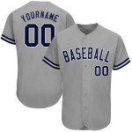 Maillot de baseball gris authentique bleu marine et blanc personnalisé Maillot de baseball gris authentique bleu marine et blanc personnalisé