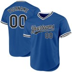 Maillot de baseball bleu personnalisé authentique noir et blanc rétro Maillot de baseball bleu personnalisé authentique noir et blanc rétro