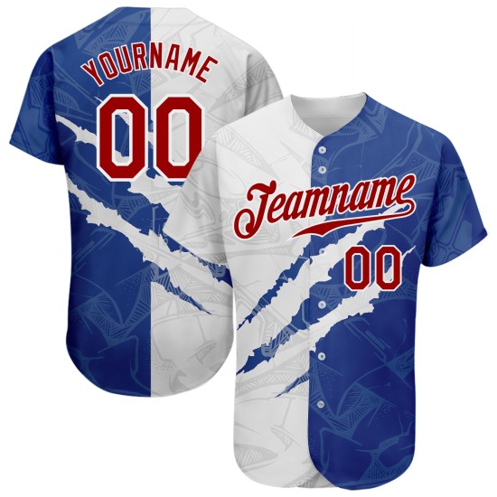Maillot personnalisé à gratter 3D Graffiti Baseball Rouge-Royal Motif Authentique