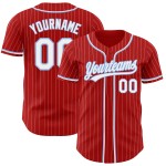 Maillot de baseball personnalisé rouge et blanc à rayures fines bleu clair Maillot de baseball personnalisé rouge et blanc à rayures fines bleu clair