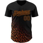 Maillot de baseball authentique imprimé Texas, motif léopard noir, orange, personnalisé en 3D Maillot de baseball authentique imprimé Texas, motif léopard noir, orange, personnalisé en 3D