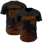 Maillot de baseball authentique imprimé Texas, motif léopard noir, orange, personnalisé en 3D Maillot de baseball authentique imprimé Texas, motif léopard noir, orange, personnalisé en 3D