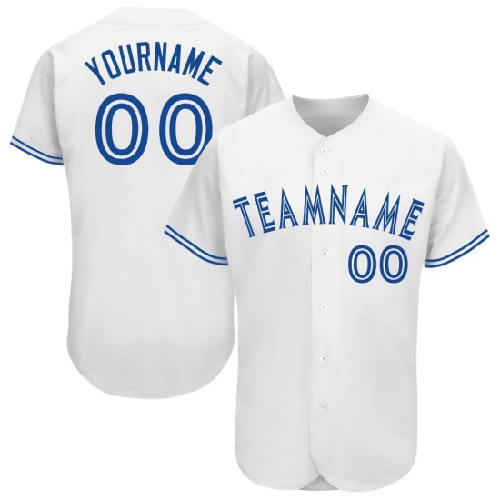 Maillot de baseball blanc personnalisé Royal Maillot de baseball blanc personnalisé Royal
