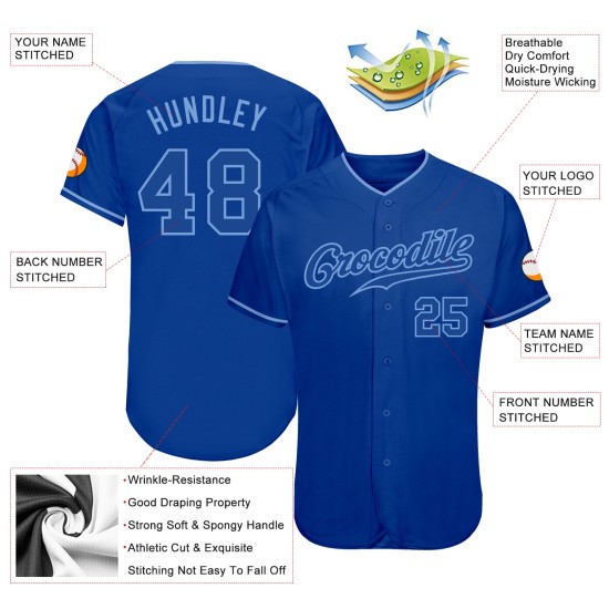 Maillot de baseball personnalisé bleu royal authentique Royal-Light Maillot de baseball personnalisé bleu royal authentique Royal-Light