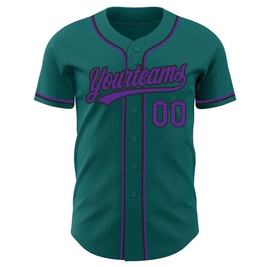 Maillot de baseball violet-noir personnalisé authentique bleu sarcelle Maillot de baseball violet-noir personnalisé authentique bleu sarcelle