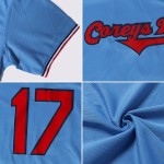Chemise de baseball bleue en tricot côtelé, jersey rouge-bleu marine, légère, personnalisée, rétro, authentique Chemise de baseball bleue en tricot côtelé, jersey rouge-bleu marine, légère, personnalisée, rétro, authentique