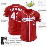 Maillot de baseball personnalisé rouge et blanc à rayures fines bleu clair Maillot de baseball personnalisé rouge et blanc à rayures fines bleu clair