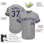 Maillot de baseball gris authentique bleu marine et blanc personnalisé Maillot de baseball gris authentique bleu marine et blanc personnalisé