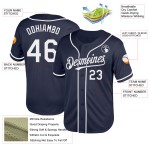 Maillot de baseball personnalisé bleu marine et blanc, authentique, en maille Maillot de baseball personnalisé bleu marine et blanc, authentique, en maille