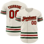 Maillot de baseball Line authentique personnalisé rouge-vert crème Maillot de baseball Line authentique personnalisé rouge-vert crème