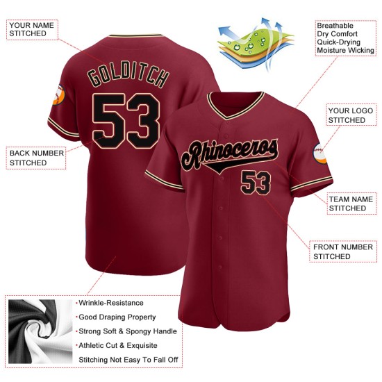 Maillot de baseball authentique et personnalisé de couleur crème et cramoisie Black-City Maillot de baseball authentique et personnalisé de couleur crème et cramoisie Black-City