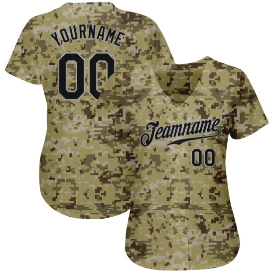 Maillot de baseball authentique Service Salute Camo noir-gris personnalisé Maillot de baseball authentique Service Salute Camo noir-gris personnalisé