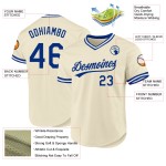 Maillot de baseball authentique crème rétro bleu royal-blanc personnalisé Maillot de baseball authentique crème rétro bleu royal-blanc personnalisé