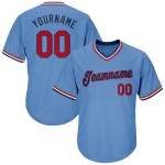 Chemise de baseball bleue en tricot côtelé, jersey rouge-bleu marine, légère, personnalisée, rétro, authentique Chemise de baseball bleue en tricot côtelé, jersey rouge-bleu marine, légère, personnalisée, rétro, authentique