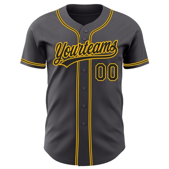 Maillot de baseball authentique gris noir et or personnalisé Maillot de baseball authentique gris noir et or personnalisé