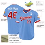 Maillot de baseball authentique rétro rouge clair et blanc, bleu personnalisé Maillot de baseball authentique rétro rouge clair et blanc, bleu personnalisé