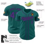 Maillot de baseball violet-noir personnalisé authentique bleu sarcelle Maillot de baseball violet-noir personnalisé authentique bleu sarcelle