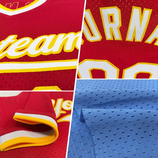 Maillot de baseball authentique rétro rouge clair et blanc, bleu personnalisé Maillot de baseball authentique rétro rouge clair et blanc, bleu personnalisé