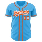 Maillot de baseball personnalisé authentique orange-blanc bleu ciel Maillot de baseball personnalisé authentique orange-blanc bleu ciel