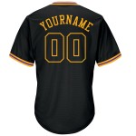 Maillot de baseball authentique en tricot côtelé noir, motif rétro, personnalisé, noir et or Maillot de baseball authentique en tricot côtelé noir, motif rétro, personnalisé, noir et or