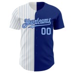 Maillot de baseball Royal Split authentique à rayures fines blanches et bleues Maillot de baseball Royal Split authentique à rayures fines blanches et bleues