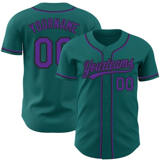 Maillot de baseball violet-noir personnalisé authentique bleu sarcelle Maillot de baseball violet-noir personnalisé authentique bleu sarcelle