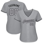 Maillot de baseball gris-noir authentique gris personnalisé Maillot de baseball gris-noir authentique gris personnalisé