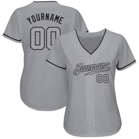 Maillot de baseball gris-noir authentique gris personnalisé Maillot de baseball gris-noir authentique gris personnalisé