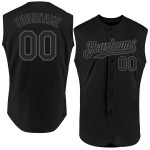 Maillot de baseball sans manches personnalisé authentique gris acier noir Maillot de baseball sans manches personnalisé authentique gris acier noir