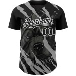 Maillot blanc authentique animal pitbull noir 3D chien design baseball motif personnalisé Maillot blanc authentique animal pitbull noir 3D chien design baseball motif personnalisé