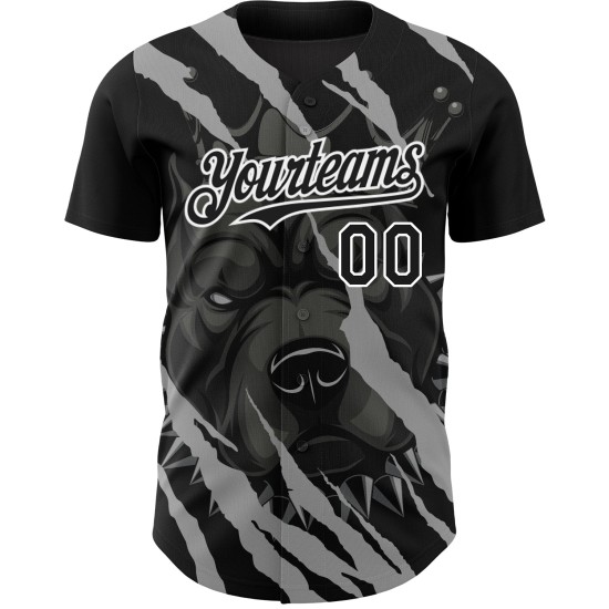 Maillot blanc authentique animal pitbull noir 3D chien design baseball motif personnalisé Maillot blanc authentique animal pitbull noir 3D chien design baseball motif personnalisé