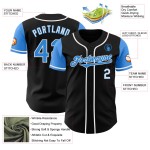 Maillot de baseball bleu et blanc Two Custom Authentic Electric, noir Maillot de baseball bleu et blanc Two Custom Authentic Electric, noir