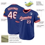 Maillot de baseball Royal blanc-rouge authentique, rétro, personnalisé Maillot de baseball Royal blanc-rouge authentique, rétro, personnalisé