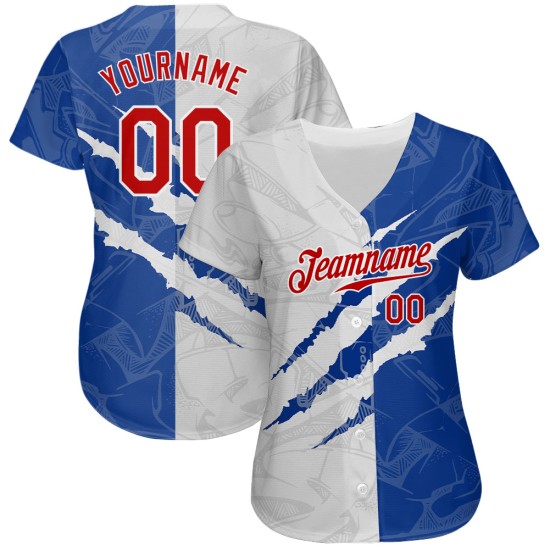 Maillot personnalisé à gratter 3D Graffiti Baseball Rouge-Royal Motif Authentique