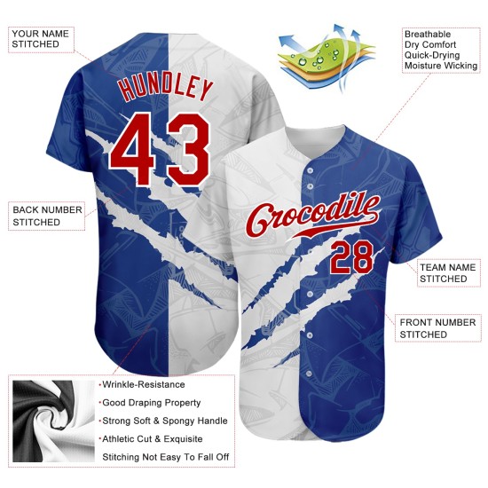 Maillot personnalisé à gratter 3D Graffiti Baseball Rouge-Royal Motif Authentique