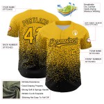 Maillot de baseball noir et jaune, motif dégradé irrégulier personnalisé, style 3D, design authentique Maillot de baseball noir et jaune, motif dégradé irrégulier personnalisé, style 3D, design authentique