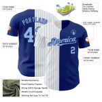 Maillot de baseball Royal Split authentique à rayures fines blanches et bleues Maillot de baseball Royal Split authentique à rayures fines blanches et bleues