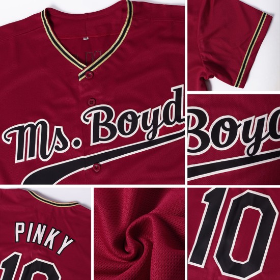 Maillot de baseball authentique et personnalisé de couleur crème et cramoisie Black-City Maillot de baseball authentique et personnalisé de couleur crème et cramoisie Black-City