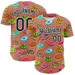 Maillot de baseball marron noir et blanc pour gourmets, motif 3D, design authentique et personnalisé, dessert Maillot de baseball marron noir et blanc pour gourmets, motif 3D, design authentique et personnalisé, dessert