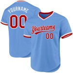 Maillot de baseball authentique rétro rouge clair et blanc, bleu personnalisé Maillot de baseball authentique rétro rouge clair et blanc, bleu personnalisé