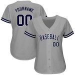 Maillot de baseball gris authentique bleu marine et blanc personnalisé Maillot de baseball gris authentique bleu marine et blanc personnalisé