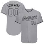 Maillot de baseball gris-noir authentique gris personnalisé Maillot de baseball gris-noir authentique gris personnalisé