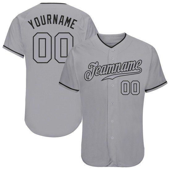 Maillot de baseball gris-noir authentique gris personnalisé Maillot de baseball gris-noir authentique gris personnalisé