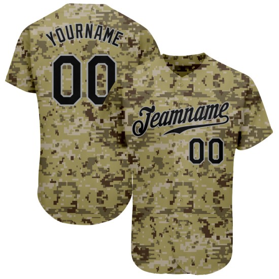 Maillot de baseball authentique Service Salute Camo noir-gris personnalisé Maillot de baseball authentique Service Salute Camo noir-gris personnalisé