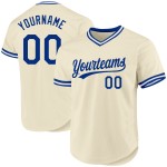 Maillot de baseball authentique crème rétro bleu royal-blanc personnalisé Maillot de baseball authentique crème rétro bleu royal-blanc personnalisé