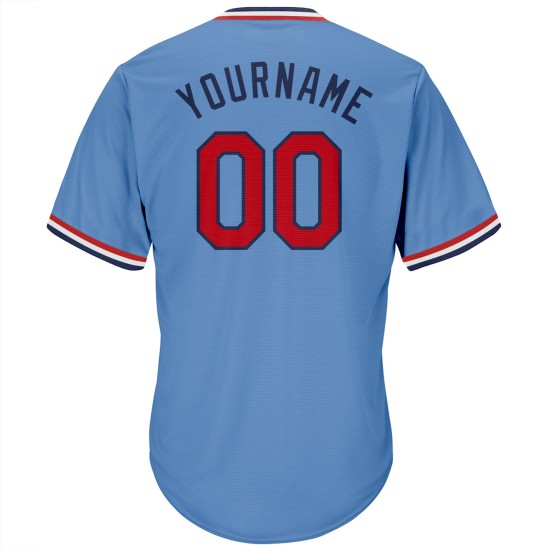 Chemise de baseball bleue en tricot côtelé, jersey rouge-bleu marine, légère, personnalisée, rétro, authentique Chemise de baseball bleue en tricot côtelé, jersey rouge-bleu marine, légère, personnalisée, rétro, authentique