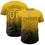 Maillot de baseball noir et jaune, motif dégradé irrégulier personnalisé, style 3D, design authentique Maillot de baseball noir et jaune, motif dégradé irrégulier personnalisé, style 3D, design authentique