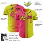 Maillot de baseball personnalisé dégradé néon mode authentique néon jaune rose-noir Maillot de baseball personnalisé dégradé néon mode authentique néon jaune rose-noir